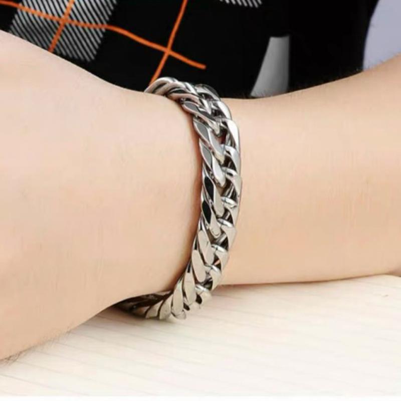 Lắc tay nam thời trang, Vòng tay dây xích bản to vát cạnh 14mm khỏe khoắn, cá tính Phụ Kiện