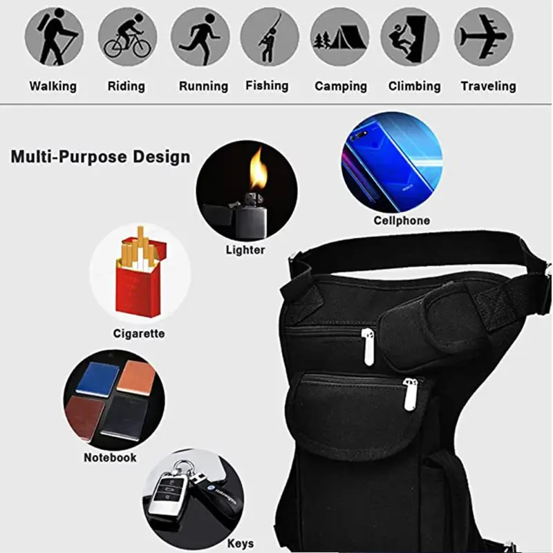 Outdoor Tactical Multifunctional Leg & Waist Bag, Adjustable Zipper Sports Fanny Pack for Outdoor Cycling Hiking, Unisex Sports Bag 2