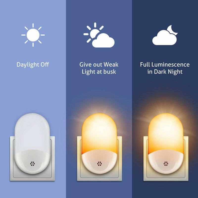 Dusk to Dawn Automatic Light Sensor EU UK US Wall Plug In LED Night Light Lamp 1