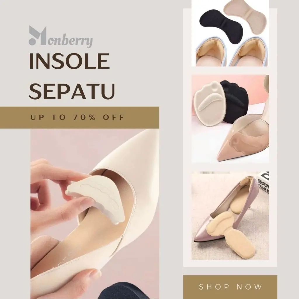 Insole Sepatu Lancip Monberry MIS02 Ujung Jari Kaki Depan Sol Bantalan Pengganjal Ganjelan Pelindung Busa Spons Heels Flat Shoes Pad Alas Kebesaran Longgar Anti Lecet Slip