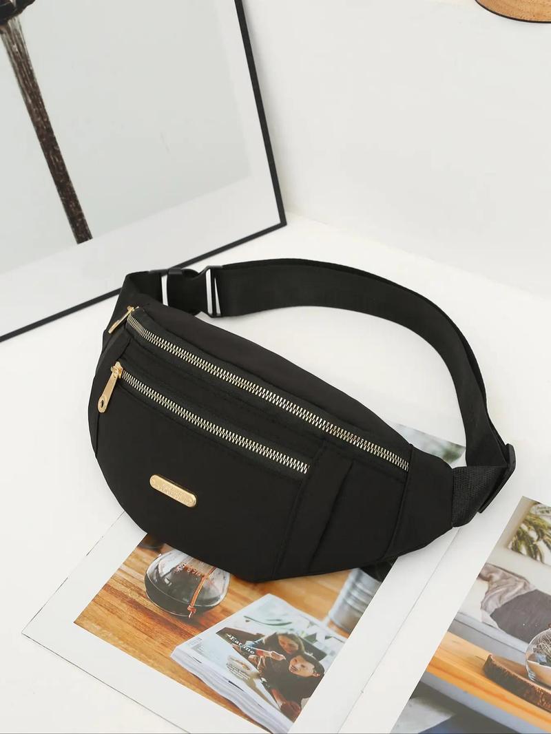 Product Introduction of Women's Solid Color Fanny Pack, Fashionable Large Capacity Chest Bag with Adjustable Strap, Casual Waterproof Wear-resistant Belt Bag for Daily Used 0