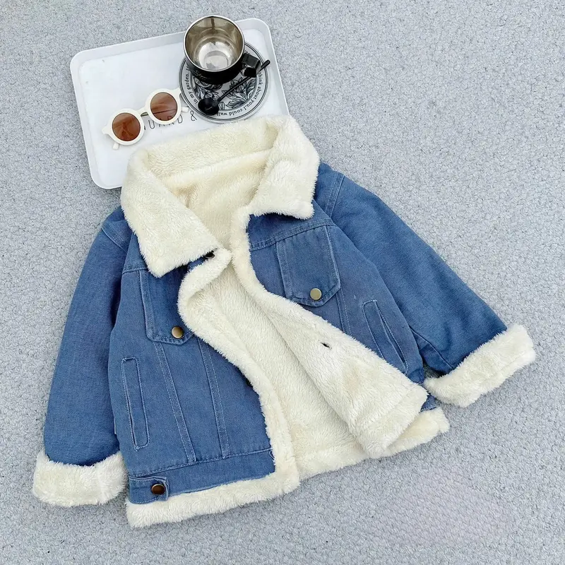 [Poba.63] áo khoác jeans lót lông nhung dày dặn, mềm mịn, ấm áp cho đồ bé gái 2