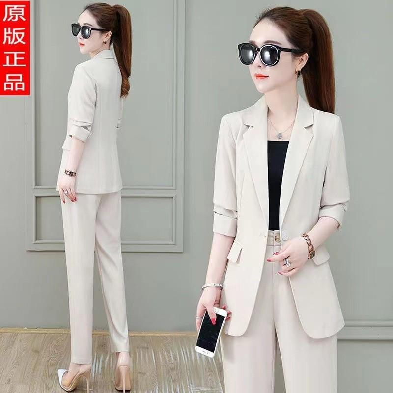Bộ Đồ Công Sở, Bán Chạy, Dành Cho Nữ, Trang Phục Công Sở Trang Trọng, Ngoại Cỡ, Dáng Rộng Rãi Và Thường Ngày, Bộ Hai Mảnh, Thích Hợp Cho Mùa Xuân Và Mùa Thu, Áo Khoác Bộ Đồ Nữ, Caot Blazer + Quần Dài 4