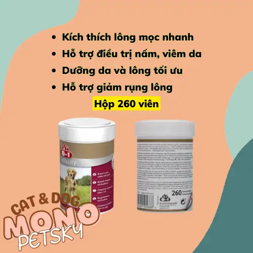 Viên dưỡng lông chó mèo Excel 8in1 ngừa rụng lông mượt lông (Lẻ và hộp 260v) 1