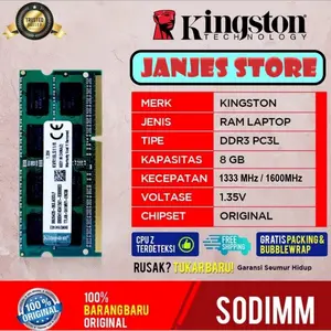 MEMORI SODIM KINGSTON DDR3 8GB PC 1333MHz/1600 MHz - MEMORY LAPTOP DDR3 KINGSTON DDR3 4GB PC 12800/1600 MHz - DDR3 2GB 12800/1600 MHz - 1.35V, 1.5V - MEMORI LAPTOP ram