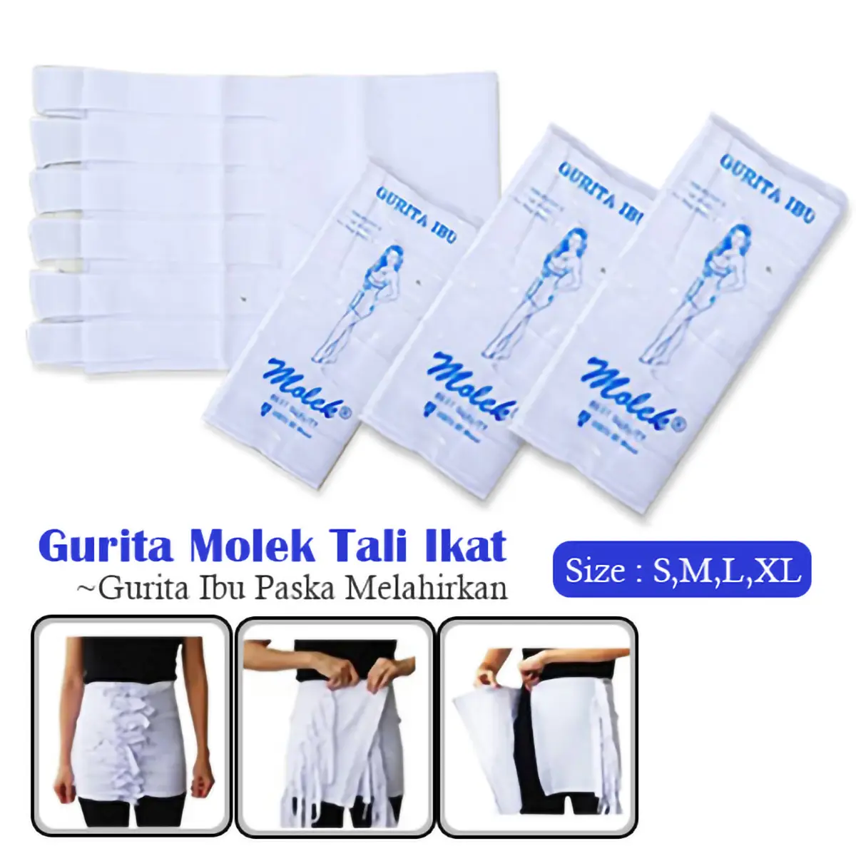 Gurita Ibu Molek Tali Ikat Putih Polos Gurita Ibu Paska Melahirkan Size S M L XL Hamil