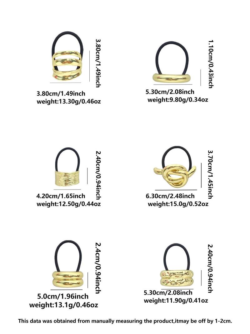 Product Introduction of Texture Metal & Solid Color Metal Hair Tie Set, Casual Simple Style Hair Accessories for Women & Girls, Minimalist Headwear Suitable for Thick Hair 1