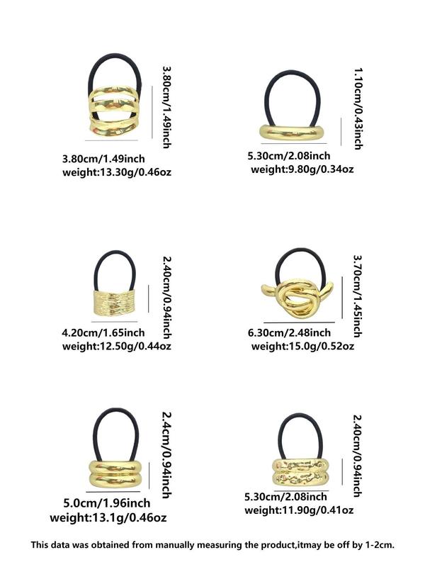Texture Metal & Solid Color Metal Hair Tie Set, Casual Simple Style Hair Accessories for Women & Girls, Minimalist Headwear Suitable for Thick Hair 1