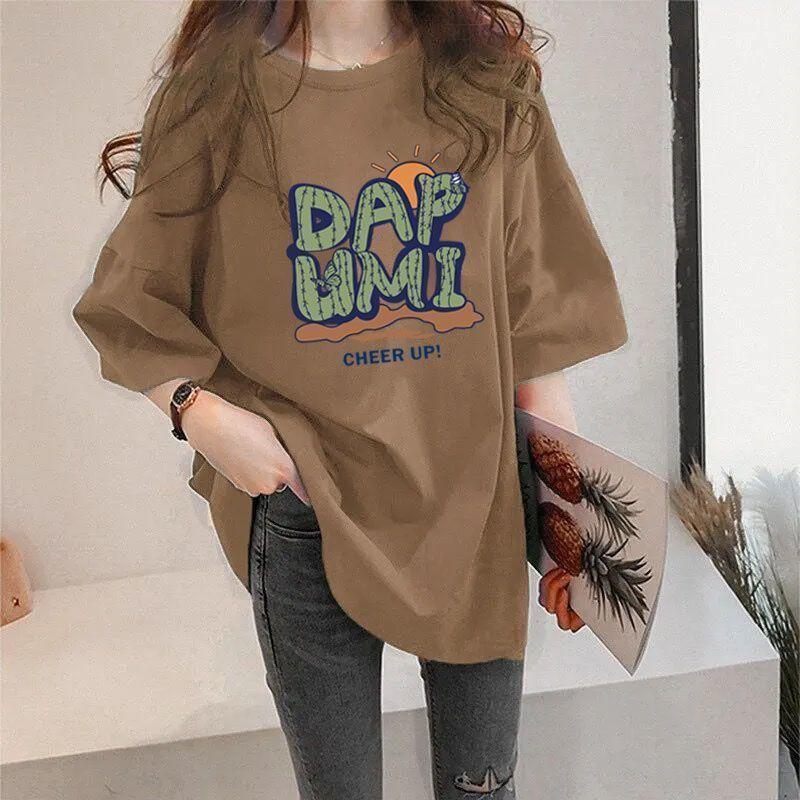 Product Introduction of Áo Thun Nữ Ngắn Tay, Thiết Kế In Hình, Hàng Mới Về Mùa Hè 2024, Áo Dài Trung Bình Dáng Rộng Che Khuyết Điểm 9