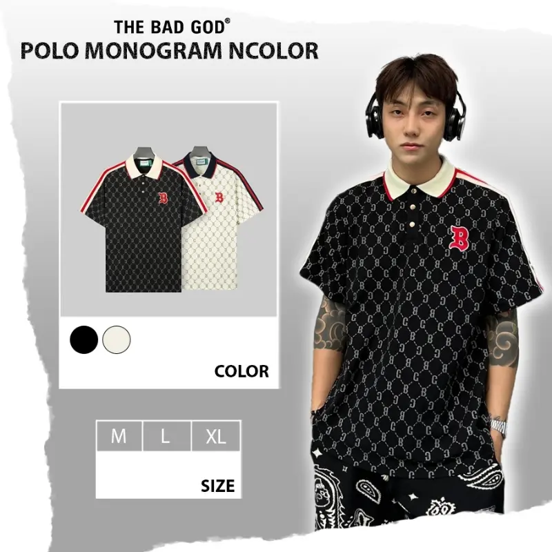 Áo Polo The Bad God Monogram Ncolor - Áo Polo chữ B mẫu mới cực đẹp Menswear Thun
