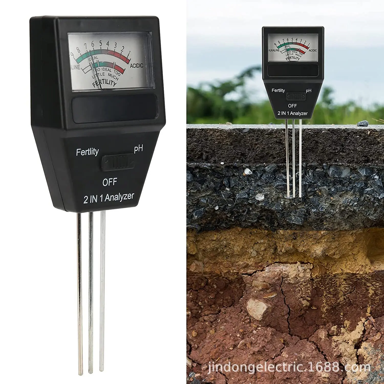 Two-in-one soil fertility meter tester PH detector Fertility meter N, P and K nutrient salinity