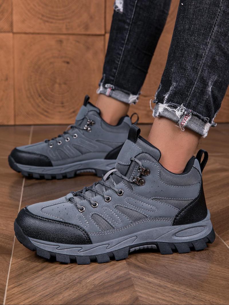 Product Introduction of Men's Fashionable Colorblock Lace Up Hiking Shoes, Casual Comfortable Outdoor Sports Shoes, Non-slip Outdoor Shoes for Daily Wear 3