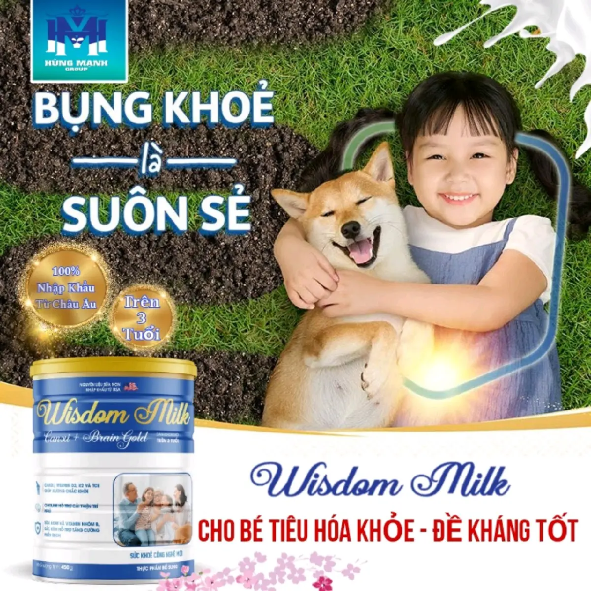 WISDOM MILK - SỮA NON CANXI VÀ TRÍ NÃO DÀNH CHO ĐỘ TUỔI TỪ 3 TUỔI TRỞ LÊN, HỖ TRỢ XƯơNG CHẮC KHOẺ