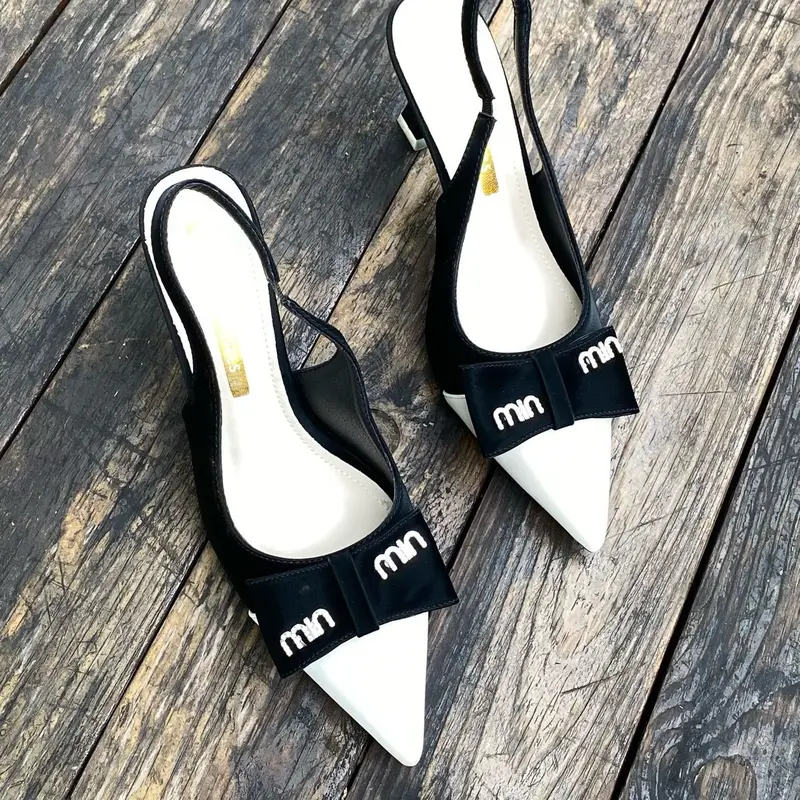 Sục gót 7phân ,Hậu Chun Vá Mũi ,Nơ Gắn Chữ ,Mã TD02 ,GiàY DéP Nữ  Shoes Nhung giay bup caogot chảnh sang đẹp 5