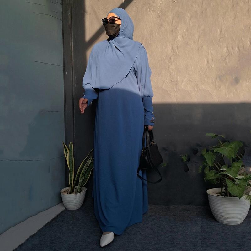 GamisAzna - Asmah Set Pashmina  Simple Elegan Crinkle Airflow Variasi Kancing Gold Mewah Dress Wanita Muslim Manset Hitam Basic Panjang Murah Formal Syari 8