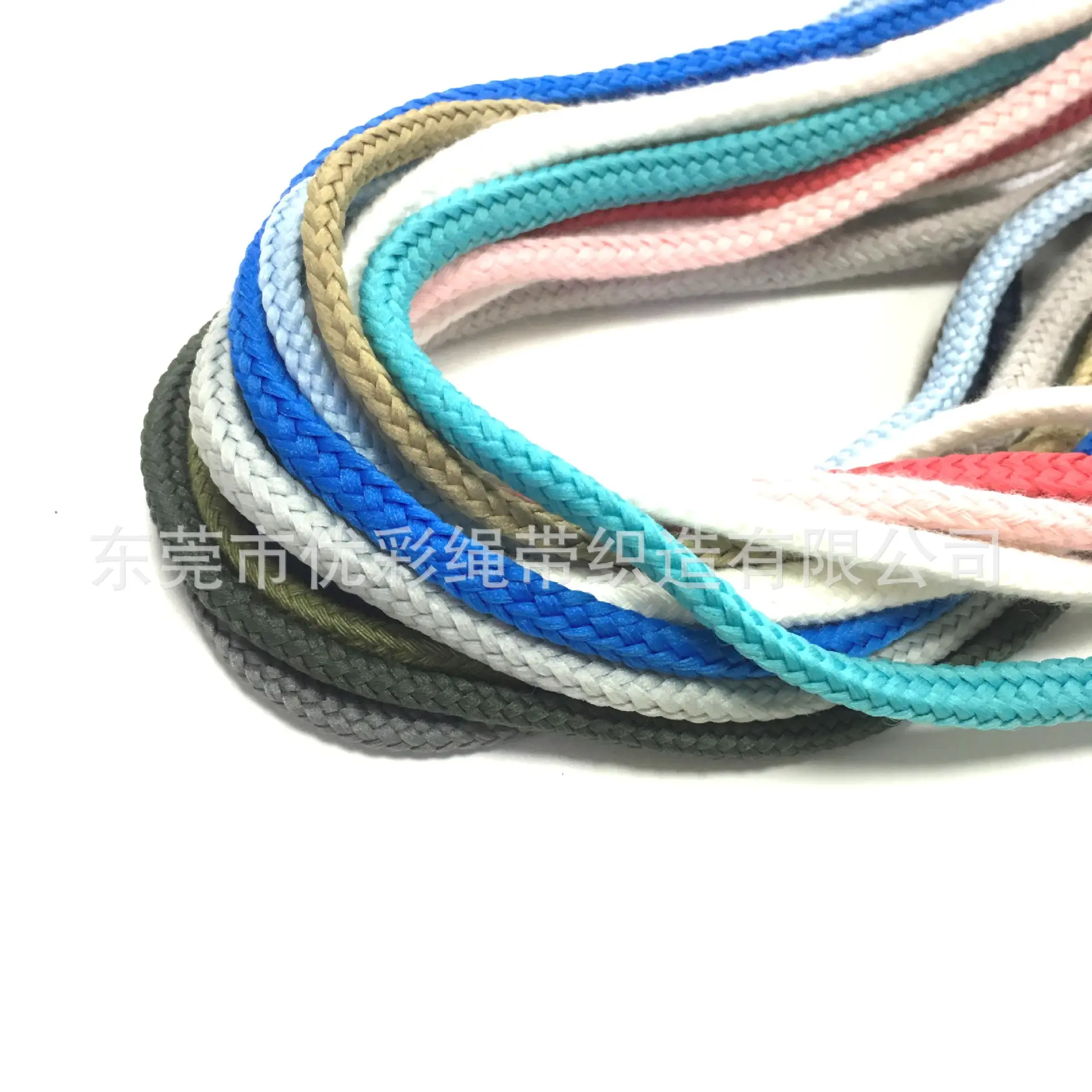 16 Strands Pure Cotton/PP/Nylon/Polyester 5mm Colorful Braided Flat Rope Customizable Sample Cut Shoe Laces