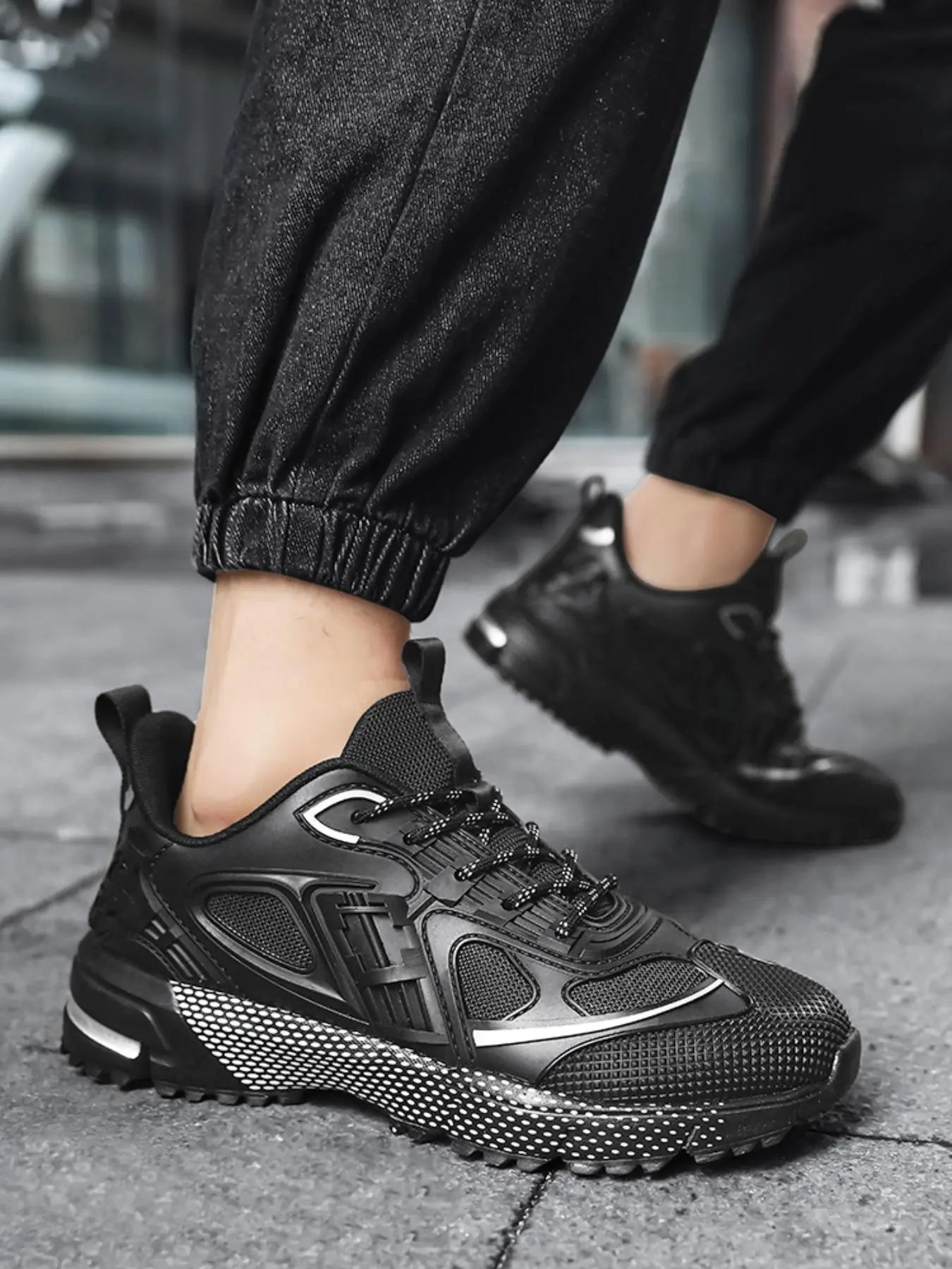 Men's Sporty Lace Up Running Shoes, Casual Comfortable Breathable Sneakers, Trendy All-match Sports Shoes for Daily Wear
