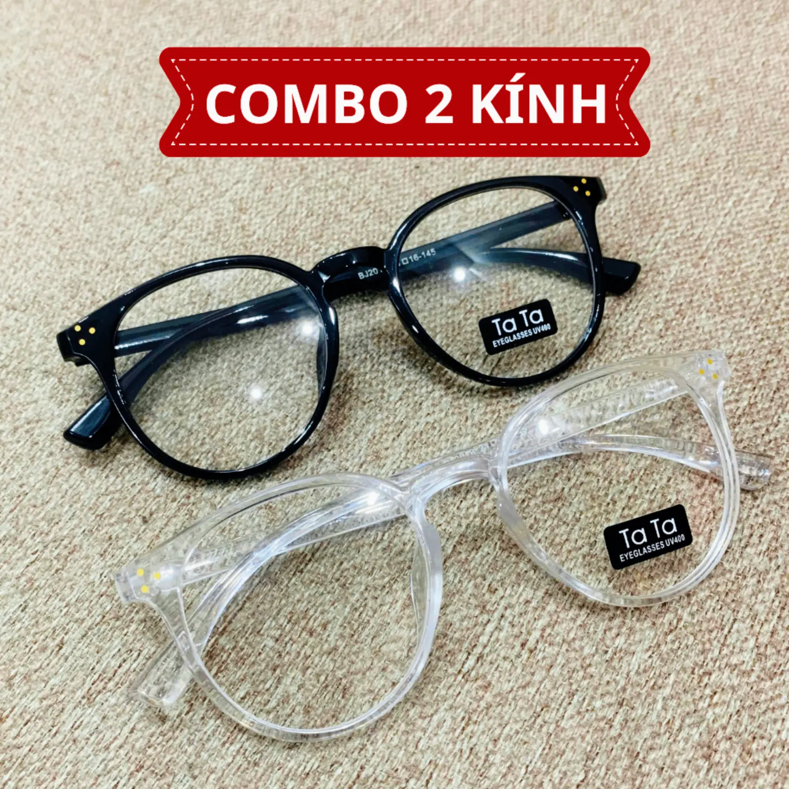 Combo 2 Kính giả cận thời trang nam nữ chống tia UV gọng tròn mắt mèo cute phong cách trẻ đẹp giá rẻ Ta228