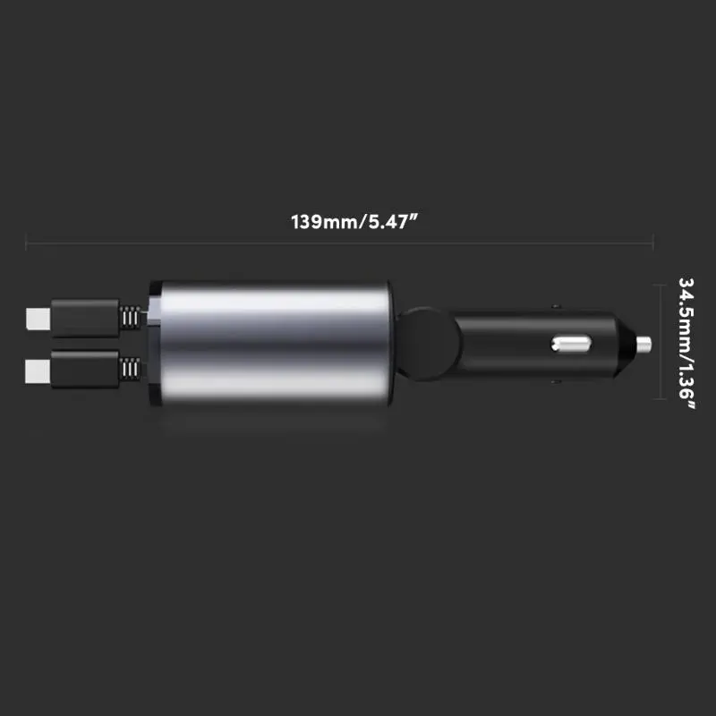 Tẩu Sạc Nhanh Ô Tô 120W 4 trong 1 Bộ Sạc xe hơi USB Type-C cho Điện Thoại - Có Dây Sạc Rút Gọn Thông Minh Tiện Ích Phụ Kiện 3