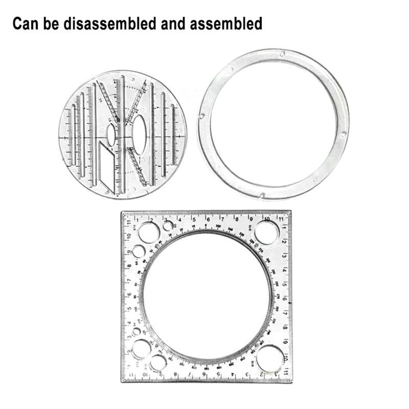 Multifunctional Circle Drawing Template, Geometric Drawing Tool, Measuring Ruler, Rotatable Angle 2