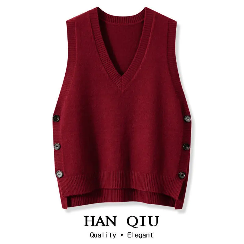Áo Vest Dệt Kim Cổ Chữ V Cổ Điển Dành Cho Nữ, Phong Cách Thu Đông, Phong Cách Phương Tây, Màu Trơn Trang Phục Thường Ngày Áo Len Nữ, Áo Ghi Lê, Hàng Mới Về 2024, Có Thể Mặc Ngoài Trời Women Top 3