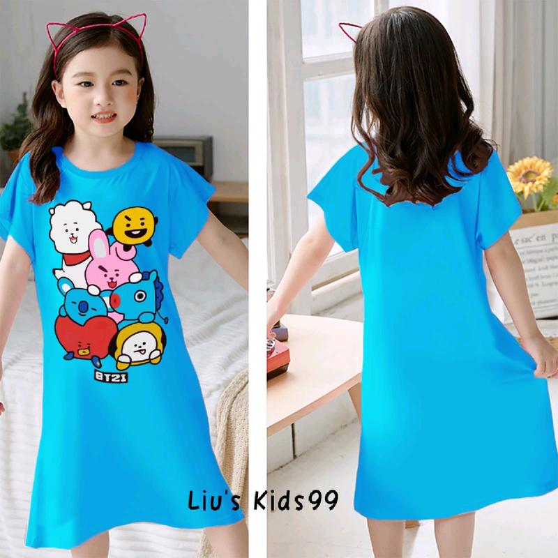 Liu's_Kids99 / daster anak cewek TINITAN untuk Umur 3-12th Katun Lembut Lengan Pendek Fashion daster anak dress bayi 3