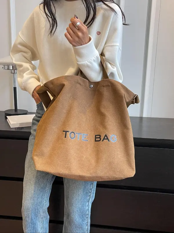 Simple Women's Letter-printed Handbag, Casual Large-capacity Shoulder Bag That Can Be Worn Cross-body, Suitable for Work and School, Fashionable and Versatile Daily Use Bag 3