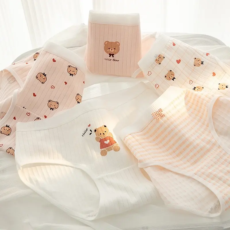 Combo 5 quần lót gấu cam chất cotton thoáng mát cho bé gái, học sinh, sinh viên dễ thương 1