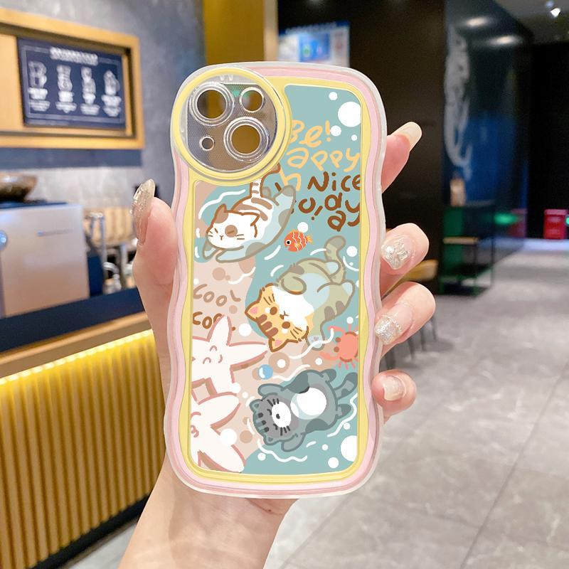 Soft Case Untuk VIVO V23e 4G 5G V11 Pro V11 V11i V17 V17 Neo V19 V19 Neo V21 5G V29 V30 Pro V30 SE V30E 5G V40 SE V5 Lite V5 Plus V5 V5s V9 Youth V9 V9 6GB Transparan Antishock Cute Swimming Kittens Casing Murah Ponsel Silicone 5