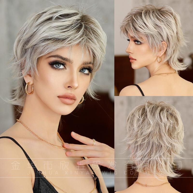 Product Introduction of Elf Cut Wig Female Black Level Short Synthetic Mechanism Chemical Fiber Wig hair  wigs 10