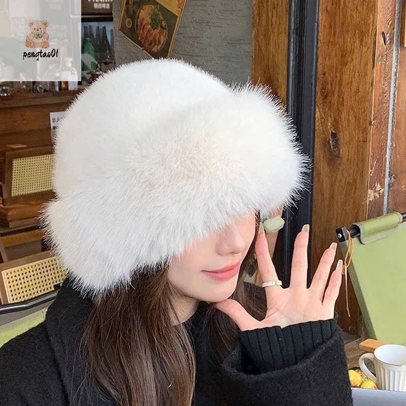  Mũ Lông Mông Cổ Chóp Tròn Nón Bucket Thời Trang Thu Đông Cho Nữ Mẫu Mới 2025 Mũ đại hàn Women Hat 