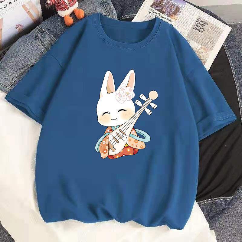 Áo Thun Dáng Rộng Ngoại Cỡ Hàng Mới Về, 100% Cotton, Thích Hợp Cho Học Sinh Nữ, ngắn Tay, Cỡ 32,50 Kg-100,00 Kg, Áo Mùa Xuân-Hè, Hợp Xu hướng, 2024 6