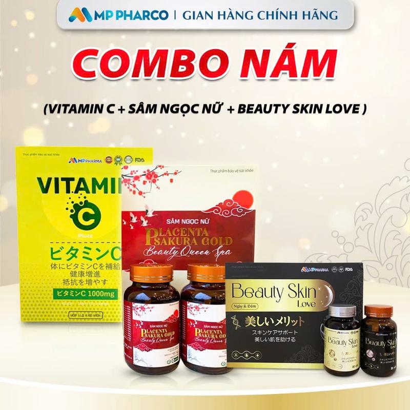 [A02G] [Mờ Nám Trắng Da] Combo Nám Nội Tiết - Sâm Ngọc Nữ, Trắng Da Ngày Đêm & Vitamin C - Viên Uống Cân Bằng Nội Tiết Tố, Giảm Khô Hạn, Nám, Tàn Nhang, Dưỡng Trắng Da Toàn Thân - Tùng Dương MP