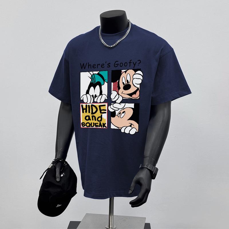 Product Introduction of Áo Thun Hoạt Hình Dáng Rộng Thùng Thình Ngắn Tay, 100% Cotton, Áo Cổ Thuyền, Dành Cho Nam Và Nữ, Unisex Menswear 12