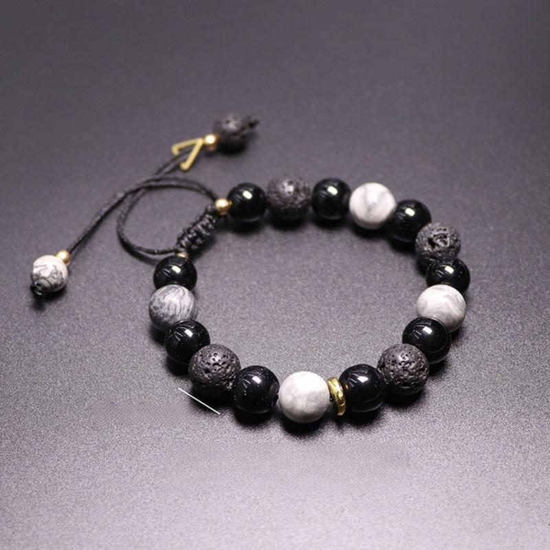 Vòng Tay Obsidian, Dành Cho Nam Giới, Vòng Tay Hạt Đá Núi Lửa Cao Cấp, Thích Hợp Làm Quà Tặng Bạn Trai 3