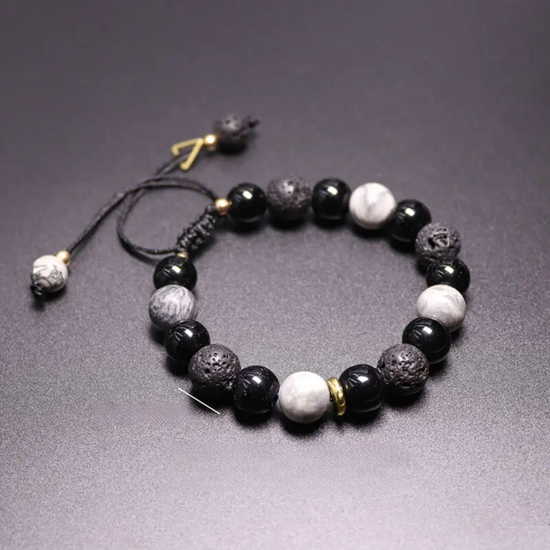 Vòng Tay Obsidian, Dành Cho Nam Giới, Vòng Tay Hạt Đá Núi Lửa Cao Cấp, Thích Hợp Làm Quà Tặng Bạn Trai 3