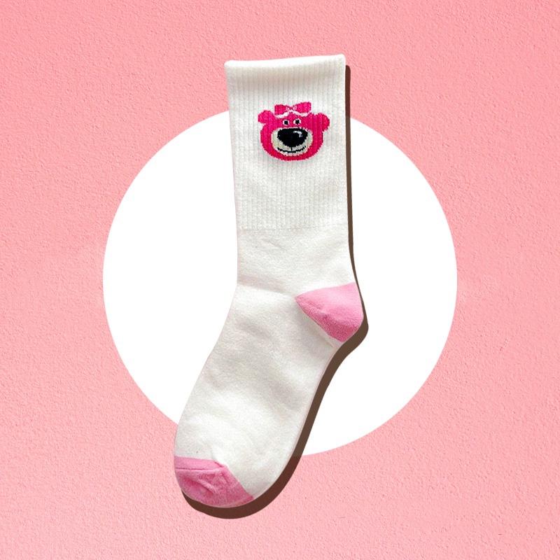 Product Introduction of Pink Bear Cartoon Cute Sweet College Style Autumn Winter Stockings Women 22