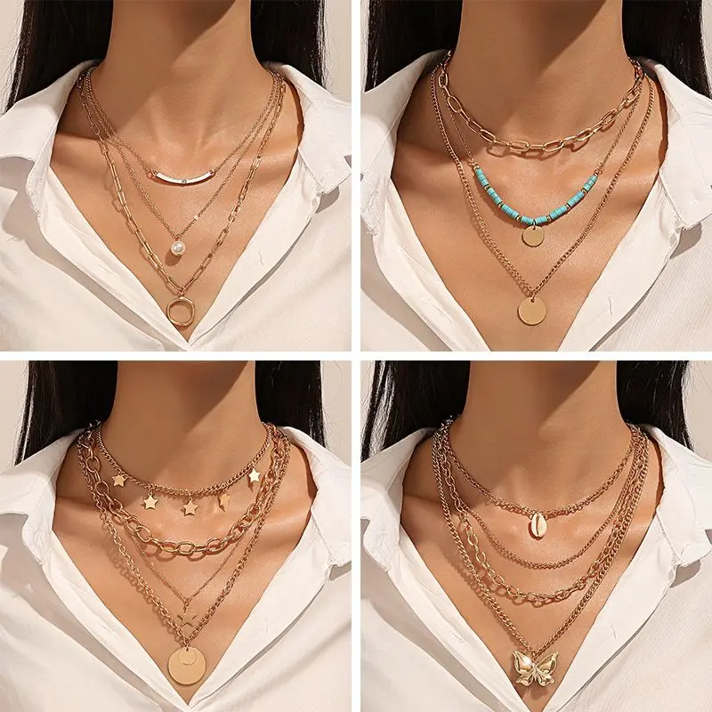 Vòng Cổ Nhiều Lớp, Phong Cách Cổ Điển Châu Âu Và Mỹ Thiết Kế Độc Đáo Dành Cho Nữ, Bán Chạy, Với Ngọc Trai Bướm, Phụ Kiện Thời Trang, Thích Hợp Cho Phụ Nữ Voi Chain Women Jewelry Dây Chuyền