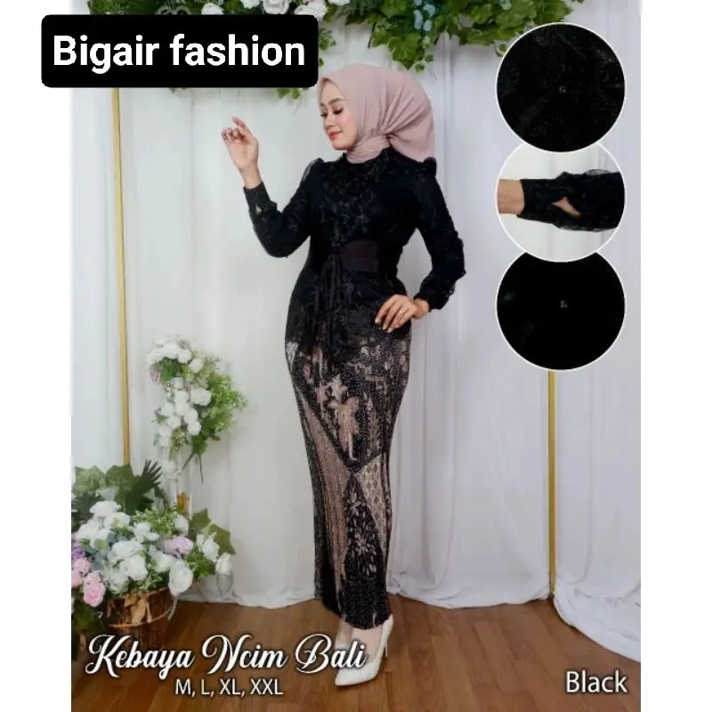 Kebaya Wanita Modern Encim Bali Tunik Tile Silky Semi Sutra Furing Hyget - Baju, Dalaman