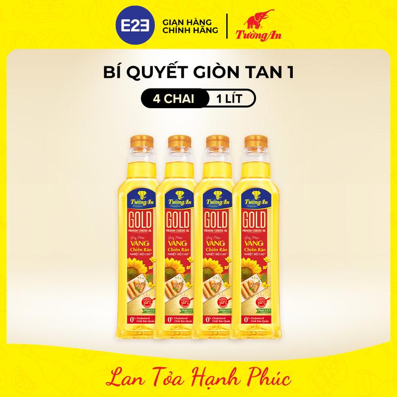  Tường An Gold Dầu Ăn Chiên Rán Nhiệt Độ Cao 1L x 4 chai - Dùng Cho Cả Gia Đình | E2E Thực Phẩm Đồ Uống | Kido Group 