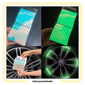 TSA (COD) Sticker Glow In The Dark 20Pcs Untuk kendaraan Stiker Strip Reflektif 20 Pcs Untuk Velg Mobil Motor Sepeda Stiker Strip Reflektif Roda Mobil Warna-warni Stiker Tempel  Aksesori Stiker Dekorasi