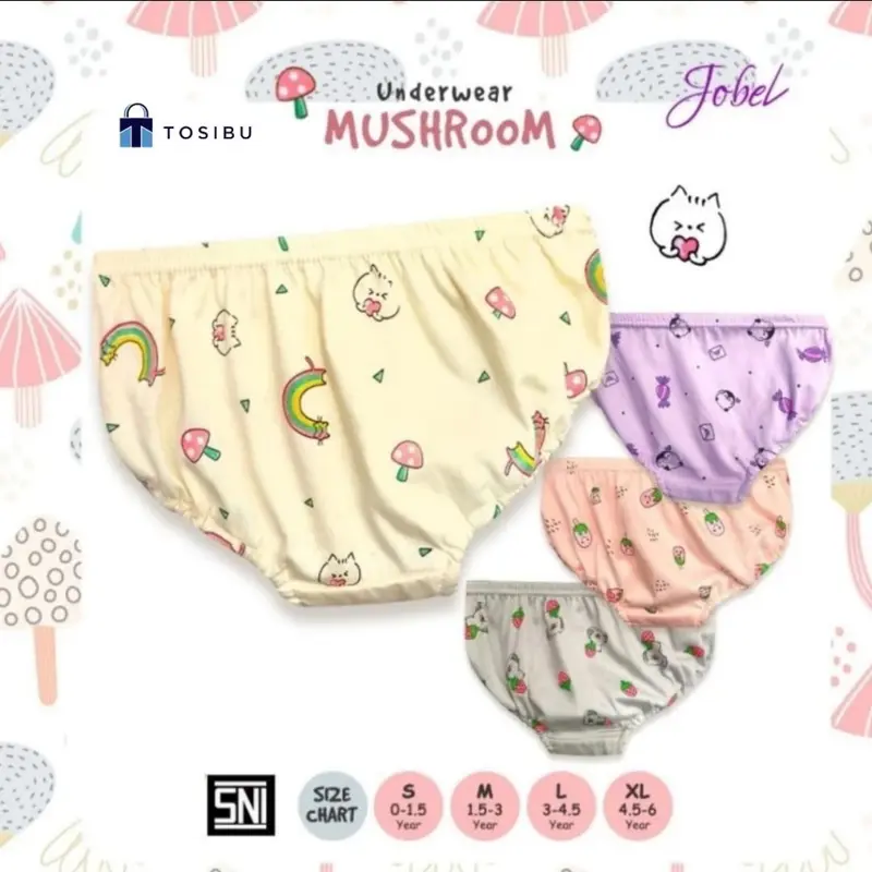 Jobel Girl Underwear - Mushroom Edition 0-6Thn Celana Dalam Anak Perempuan Jobel Kazel Velvet 0
