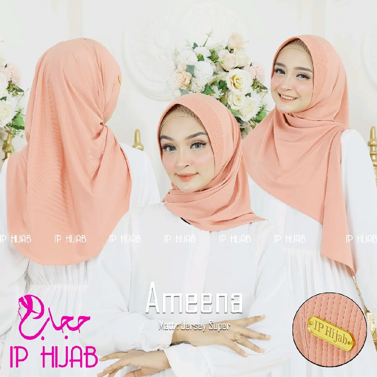 Ameena - Hijab Instan Bahan Jersey Premium Hijab Santai Lembut Panjang Muslim