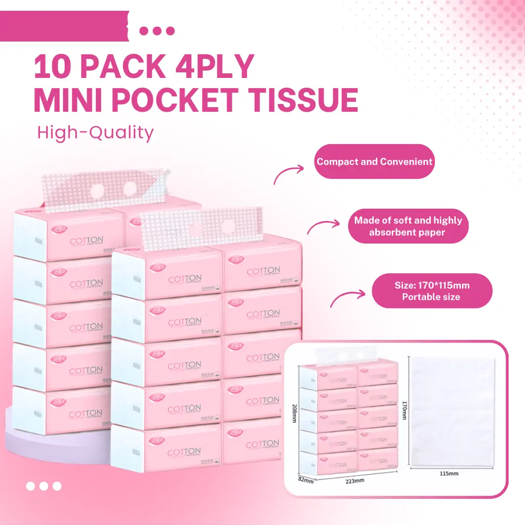 (FOREVER PREMIUM) 10pack 4PLY Tissue Paper Pack Quality Facial tissue Travel Napkin Napkin hanging  tissue