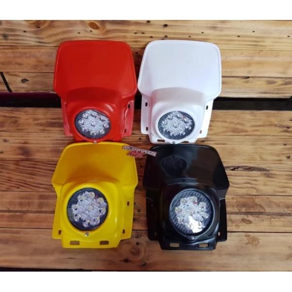 Lampu Depan Trail head lamp vintage klasik clasic universal bulat LED terang *Hitam, headlamp saja