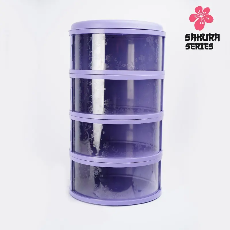Rak Penyimpanan Makanan 4 Susun Tudung Saji Tingkat  dengan Tutup Food Storage Cover Plastik 4