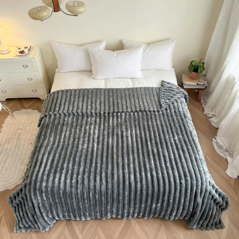 Solid Color Jacquard Knitted Throw Blanket, Soft Warm Napping Blanket, Air-conditioned Room Blanket, Warm Nap Blanket for Home Office Travel Camping
