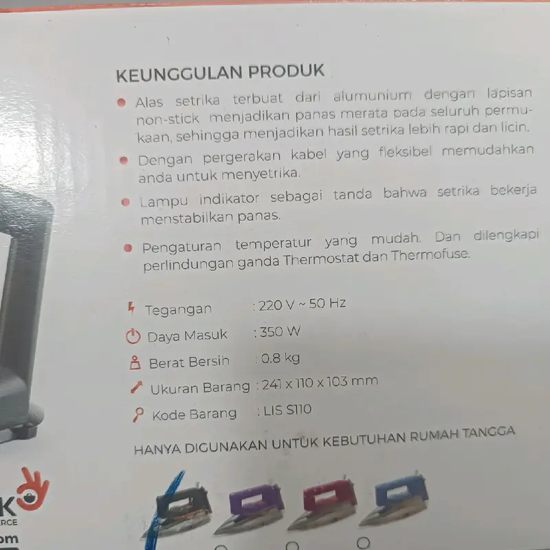 setrika listrik maspion H110 Besi Tahan Karat 2