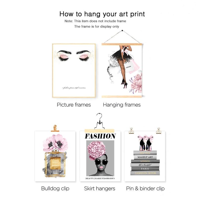 Fashionable Figure & Floral & Perfume Pattern Unframed Painting, 6 Counts Home Decor Trendy Canvas Wall Art Print Artist Posters, Bedroom Decorations 5