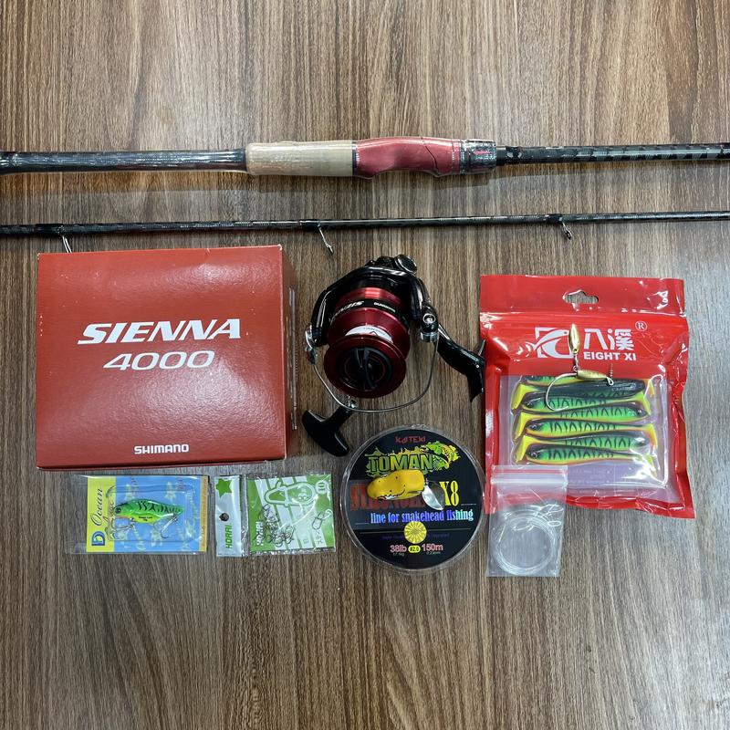 COMBO BỘ CẦN CÂU LURE LK HOÀ (máy đứng)- CẦN, MÁY, MỒI, DÙ